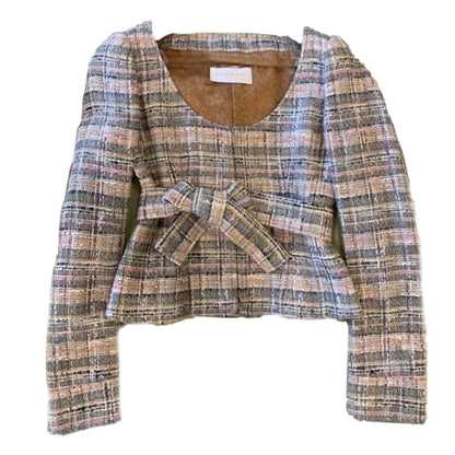 Valentino Scoop NeckTweed Zip Jacket
