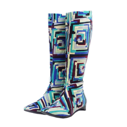 Emilio Pucci Velvet Pattern Knee High Boots