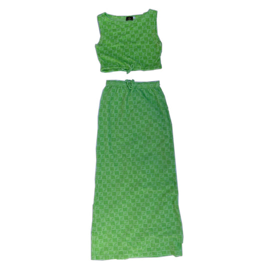 Fendi Terry Towel Zucca Logo Print Top/Maxi Skirt Set