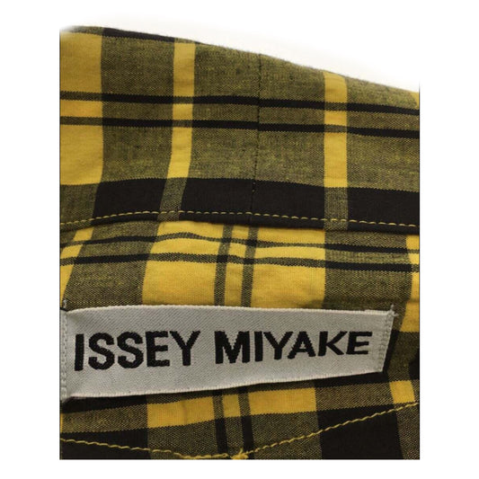 Issey Miyake Checkered Off Shoulder LS Button Down Blouse