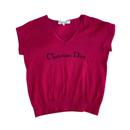 Christian Dior V Neck Boxy Logo Tee