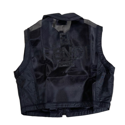 Fendi Mesh Logo Zip Crop Vest