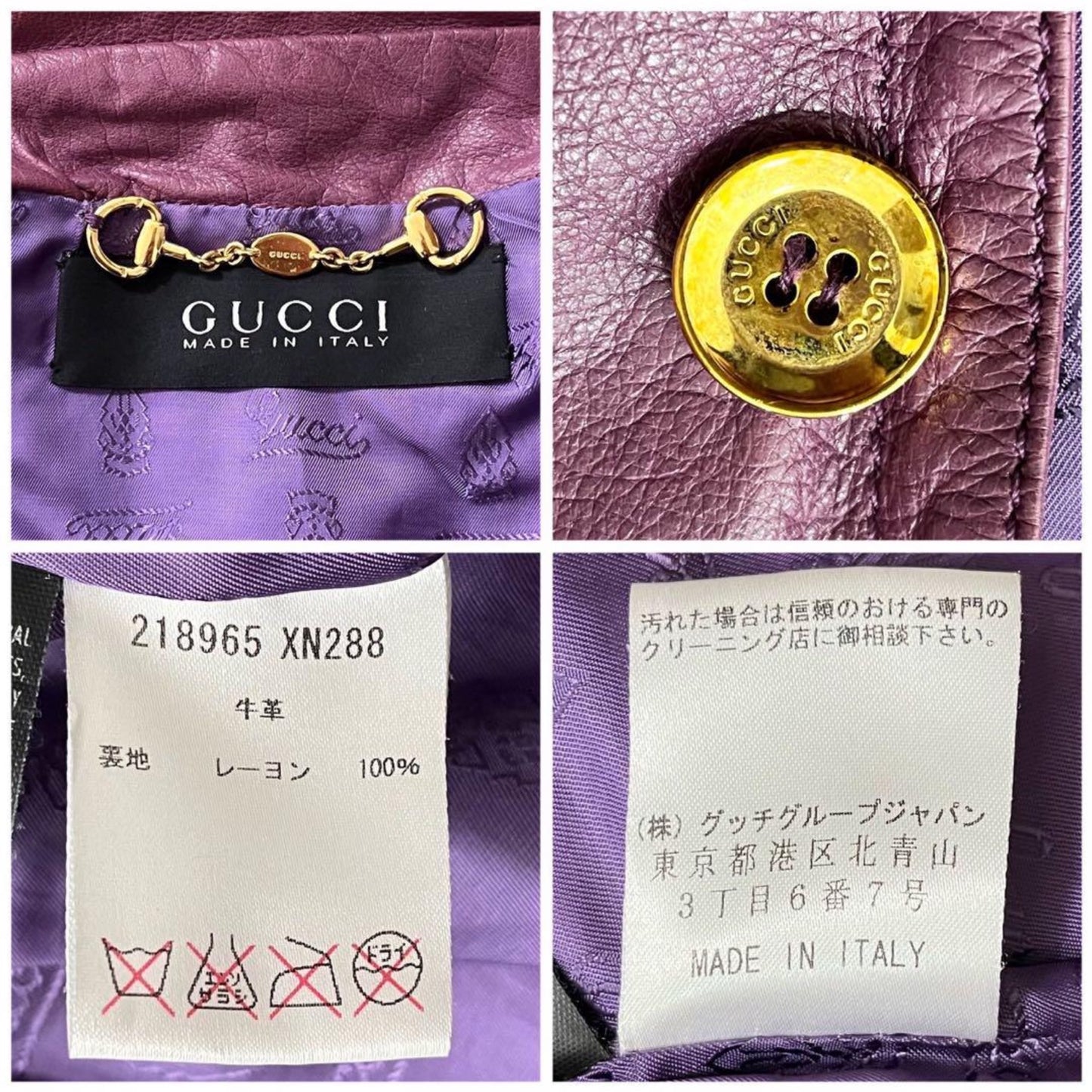 Gucci Leather Gold Button Military Jacket