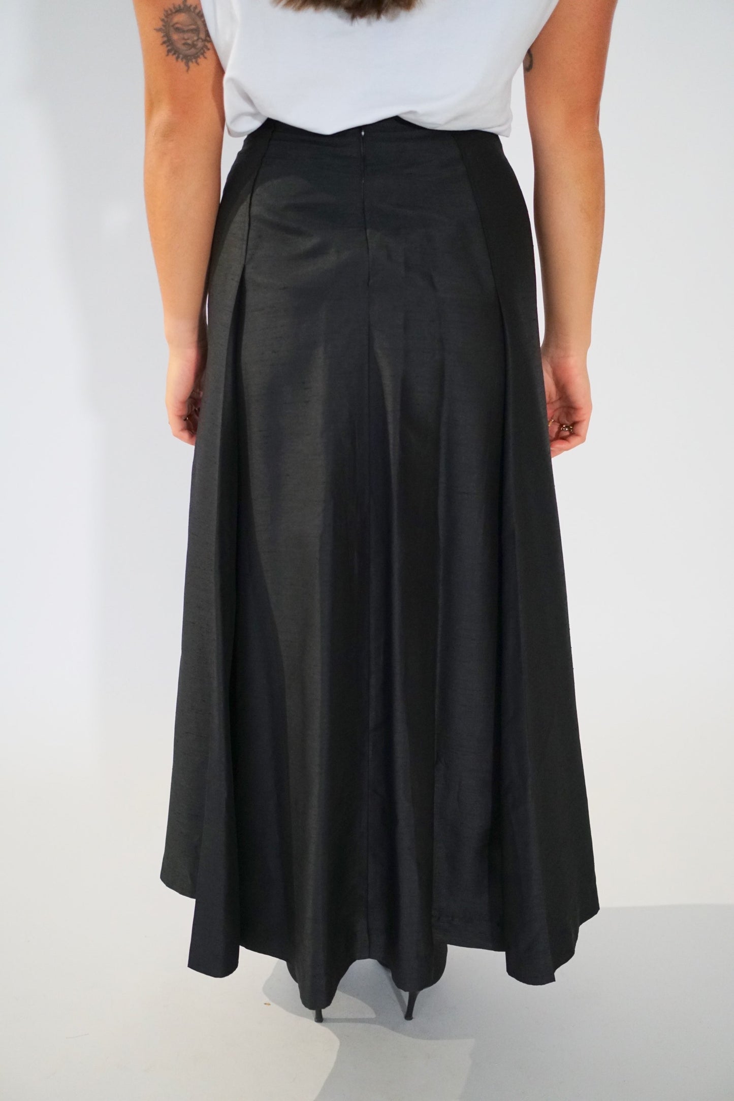 Balenciaga Black Maxi Silk Skirt