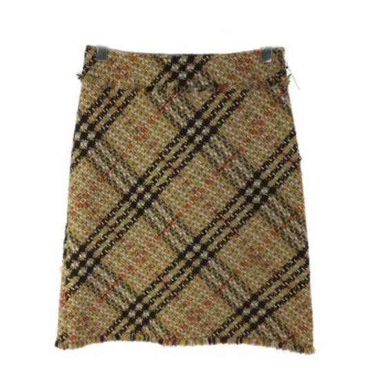 Burberry Nova Check Wool Tweed A Line Skirt