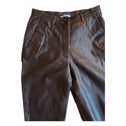 Prada Chocolate Brown Flare High waisted Leather Pants