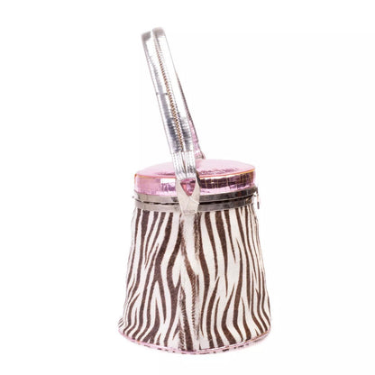 Kenzo Calf Leather Zebra Print Bucket Bag