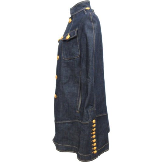 D   Squared2 Denim Cape w Gold Button Detail