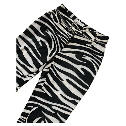 Celine Zebra Print Zipper BuckleTapered Pants