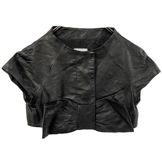Moschino Cropped Mini SS Leather Jacket w Front Bow