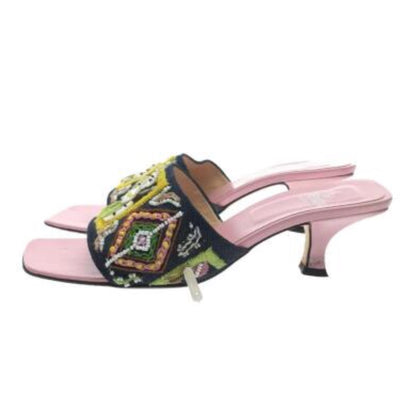 Fendi Beaded Embroided Sandal Heels