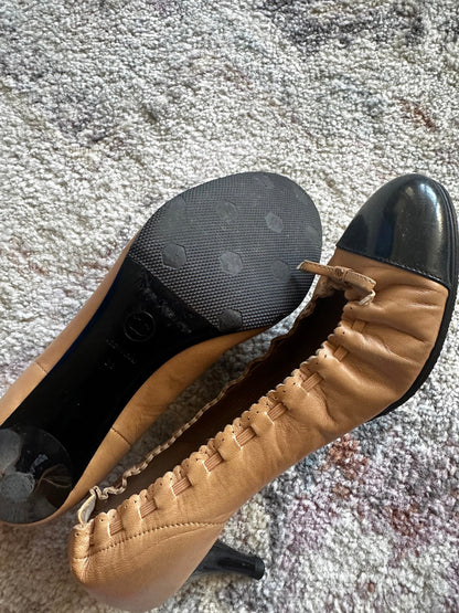 Chanel Two Tone Ballet Flat Heels