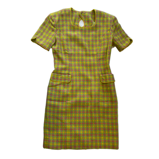 Courreges Tweed Shoulder Pad SS Midi Dress