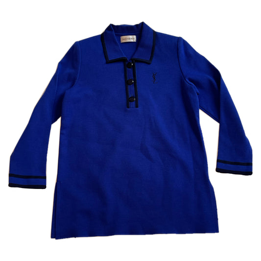 Yves Saint Laurent Logo Knit 1/4 Button Shirt