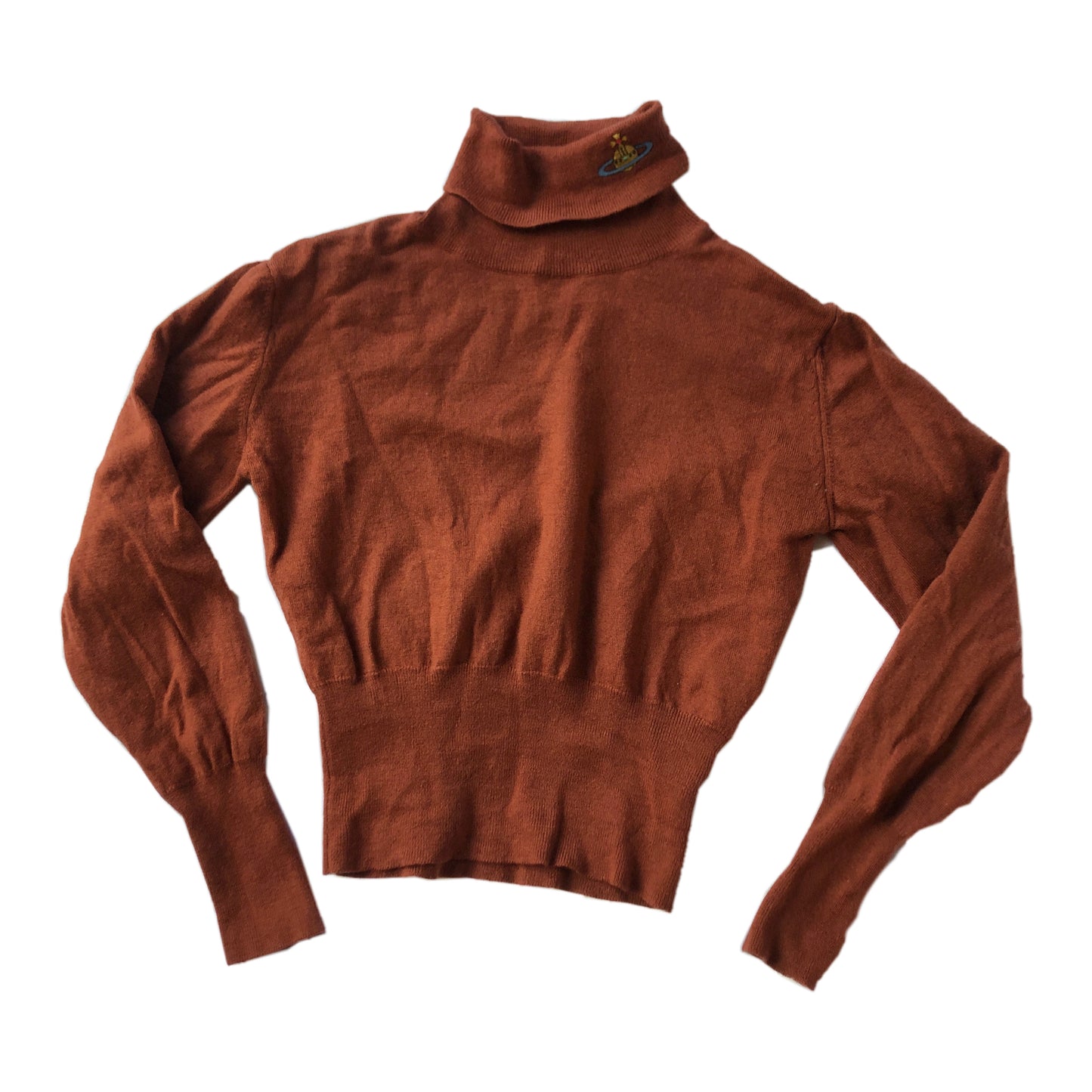 Vivienne Westwood Red Label Terracotta Long Sleeve Knit Turtleneck W/ Orbit Logo