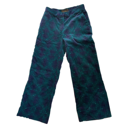 Fendi Velvet Checkered Logo Wide Leg Pants