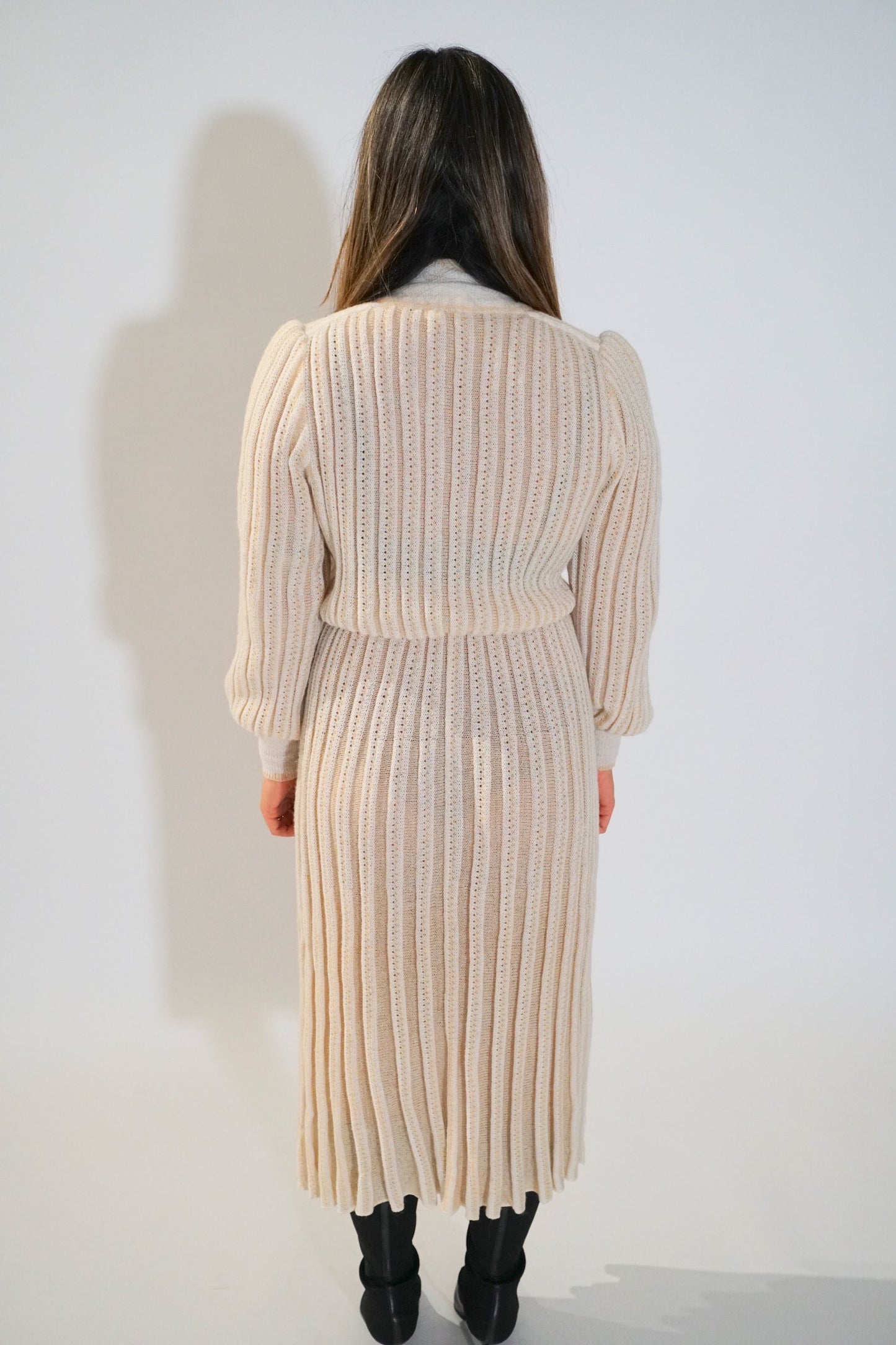 Nina Ricci Knit Wool Blend LS Keyhole Dress