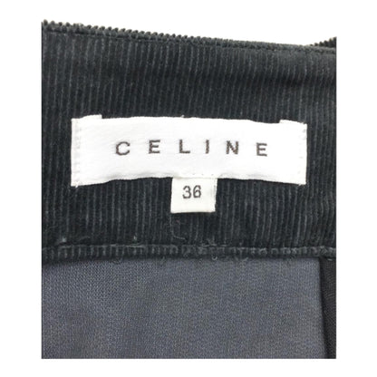Celine Corduroy A Line Skirt w Metal Logo Buckle