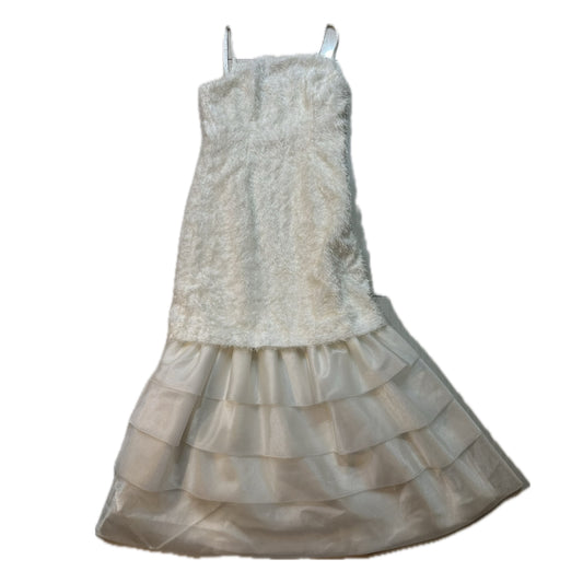 Balenciaga Mode Fluffy Square Neck Spaghetti Pearl Strap w Layered Skirt Dress