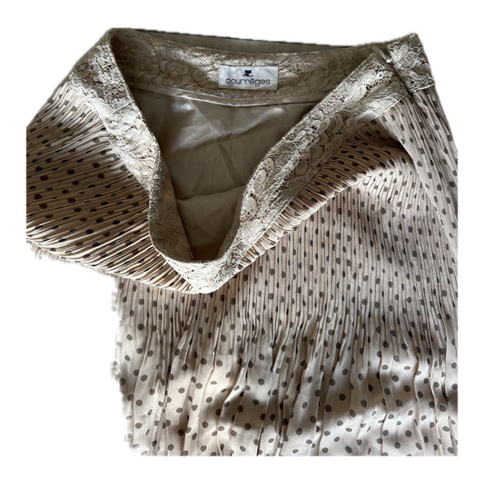 Courreges Lace Waist Pleated Polka Dot Skirt