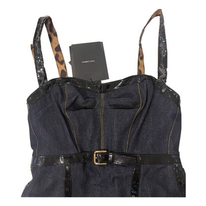 Dolce & Gabbana Denim Patent Leather Trimming Playsuit