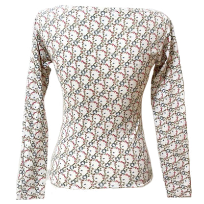 Christian Dior Floral Trotter Logo Boat Neck LS Top