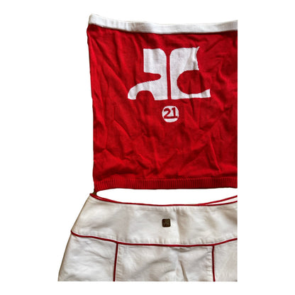 Courreges Red/White Tube Top & Skirt Set