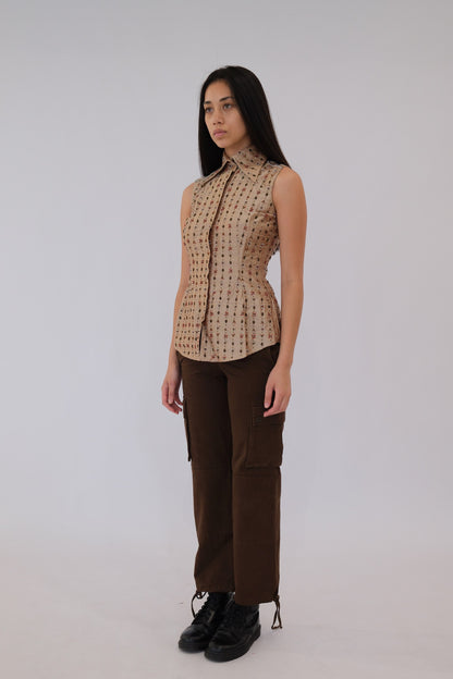 Dolce & Gabbana Beaded Point Collar Sless Blouse Vest