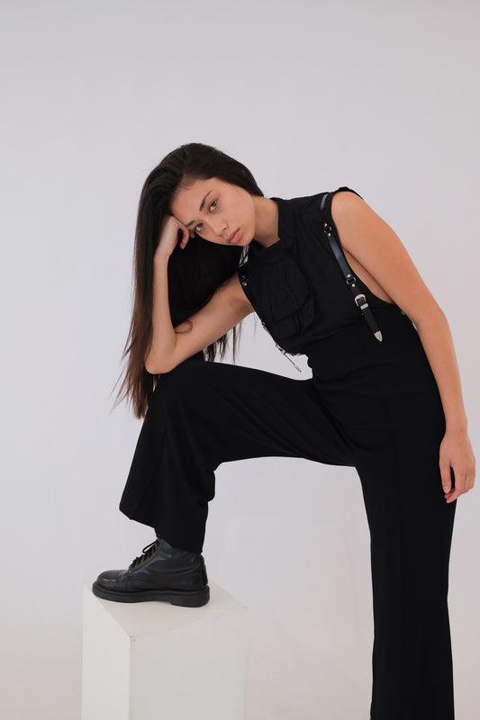 Comme Des Garcons Apron Collar Halterneck Ruffle Cropped Top