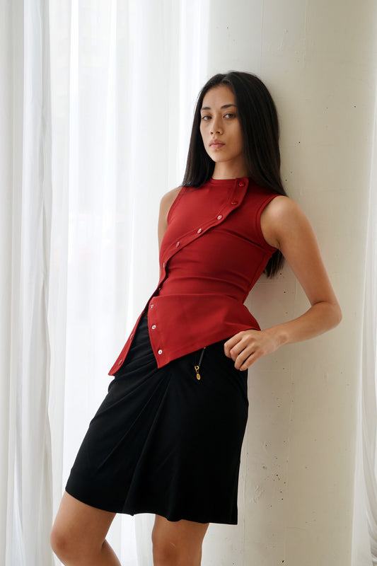Bally Snap Assymetrical Button Sless Blouse