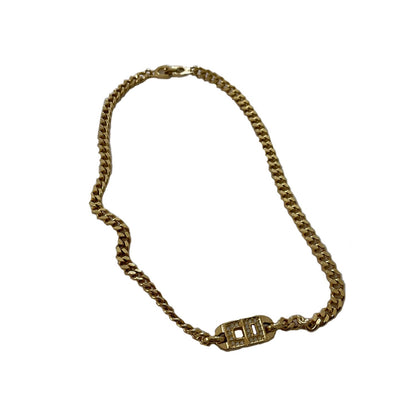 Christian Dior Gold Cuban Chain CD Logo Choker Necklace
