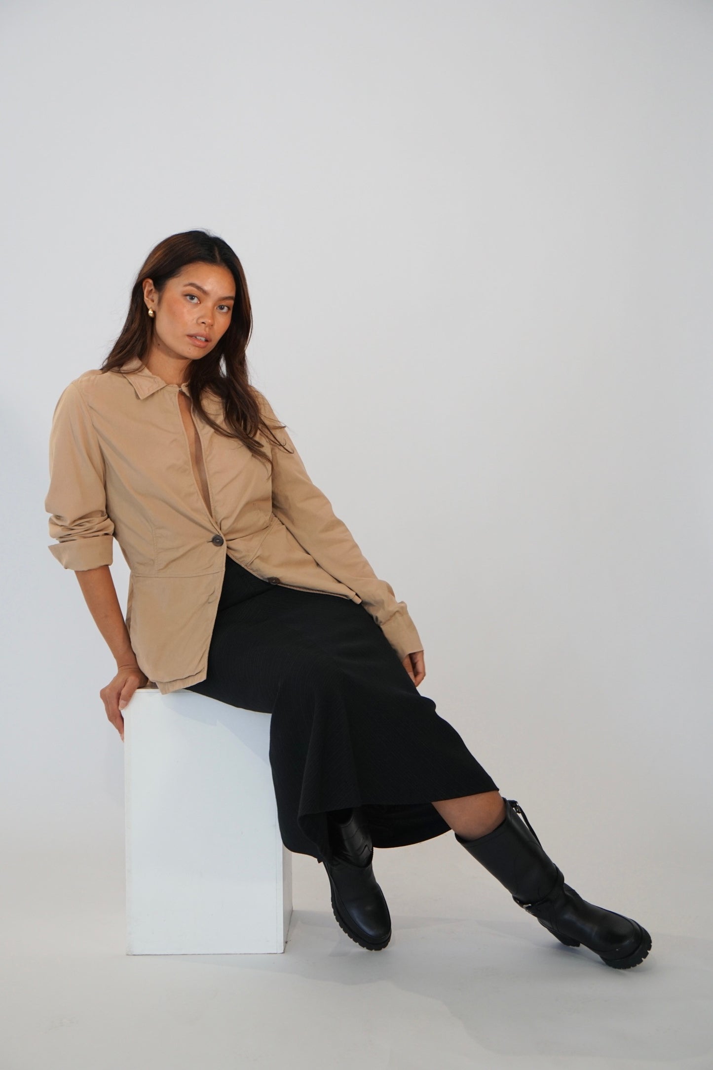 Jil Sander Nude Beige Keyhole Blazer Jacket