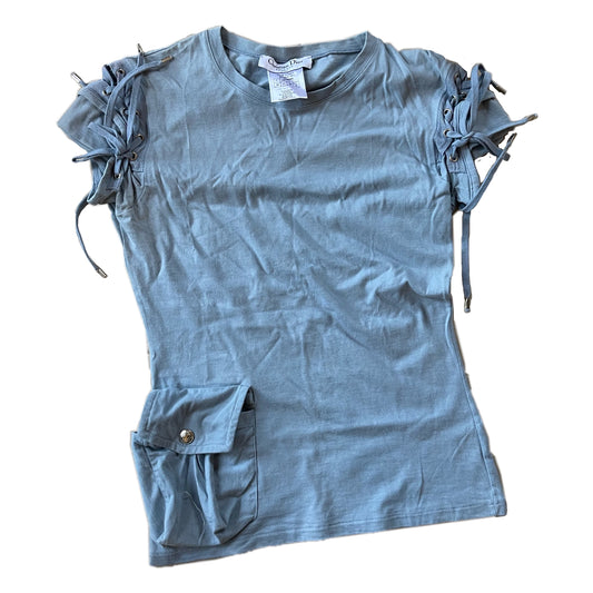 Christian Dior Lace Up Sleeve SS Pocket Tee