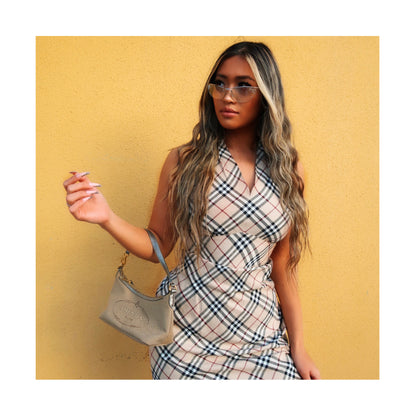 Burberry Blue Label Beige/Black Nova Check Halterneck Babydoll Dress Dress