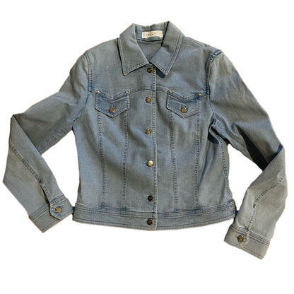 Escada Denim Love Heart Studded Two Piece Jacket Jean Set