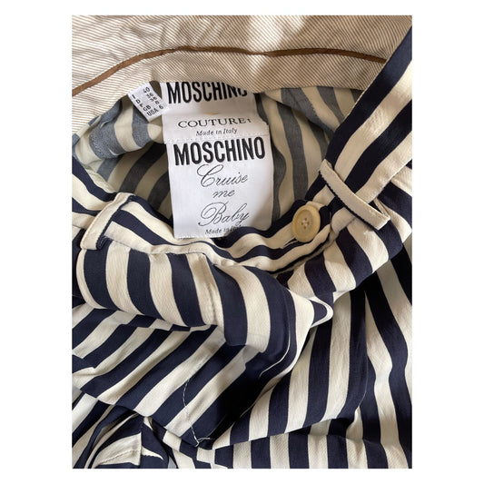 Moschino Couture Stripe  High Waisted Wide Leg Pants