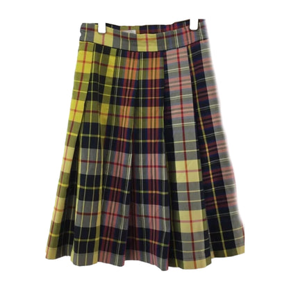 Comme Des Garcons Flare Checkered Pleat Midi Skirt