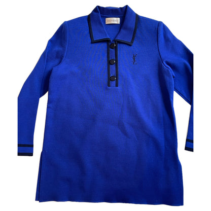 Yves Saint Laurent Logo Knit 1/4 Button Shirt