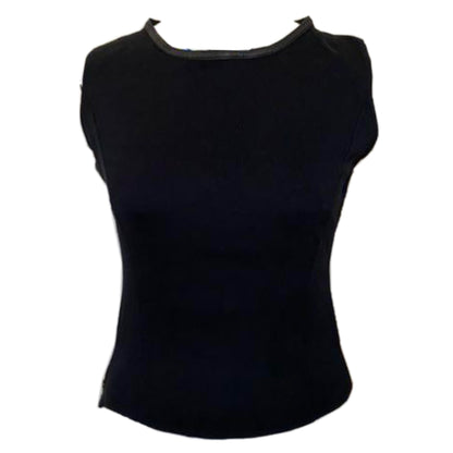 Gucci Ribbed Leather Trim Side Zipper Tank Top
