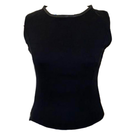 Gucci Ribbed Leather Trim Side Zipper Tank Top