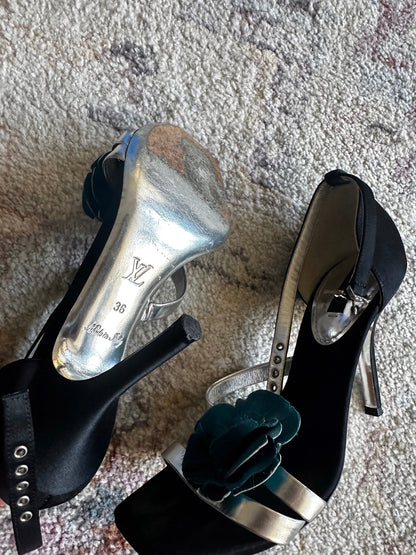 Louis Vuitton Floral Logo Sandal Heels