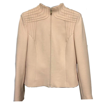 Versace Embroidered Framing Mock Neck Shoulder Zip Jacket Skirt Two Piece Set