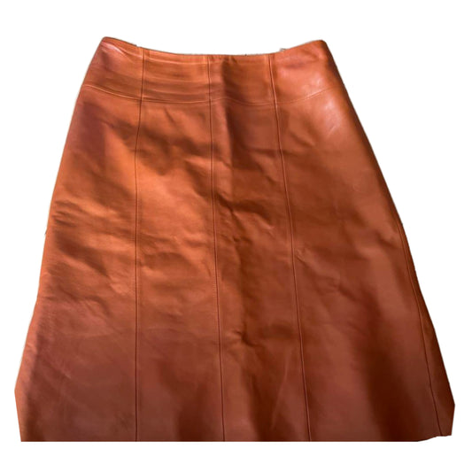 Loewe Orange A Line Leather Skirt