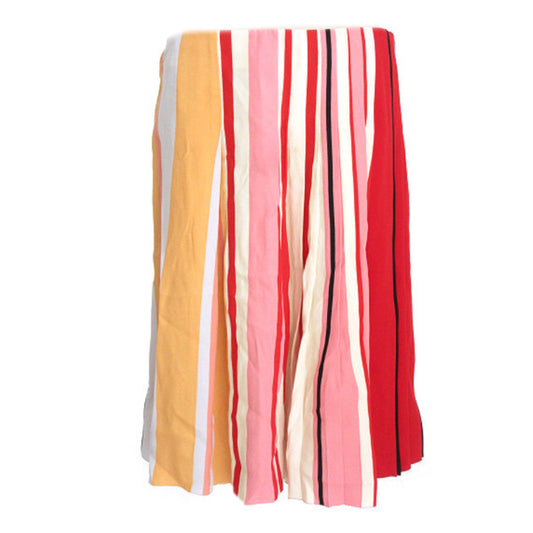Prada Multi Color Vertical Stripe Pleated Skirt