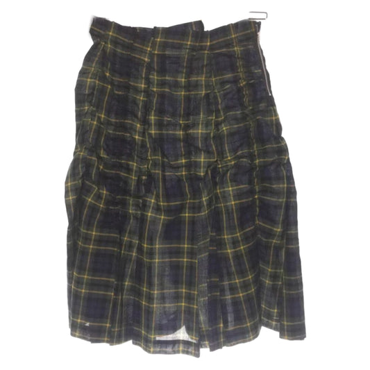Tricot Comme Des Garcons Plaid Ruched Assymetrical Stitch Skirt