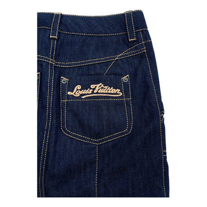 Louis Vuitton Denim Logo Embroidery Mini Skirt