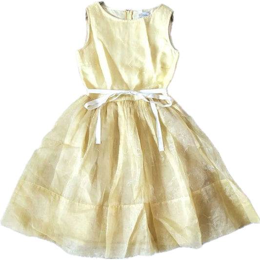 Red Valentino Yellow Tulle Babydoll Floral Sless Dress
