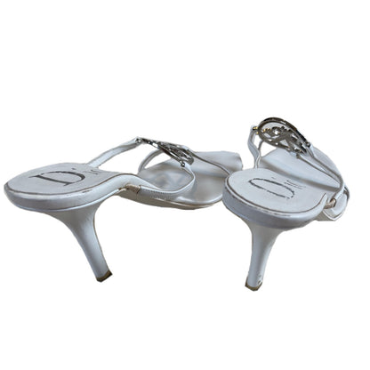 Christian Dior White Metal Peace Logo Sandal high heels