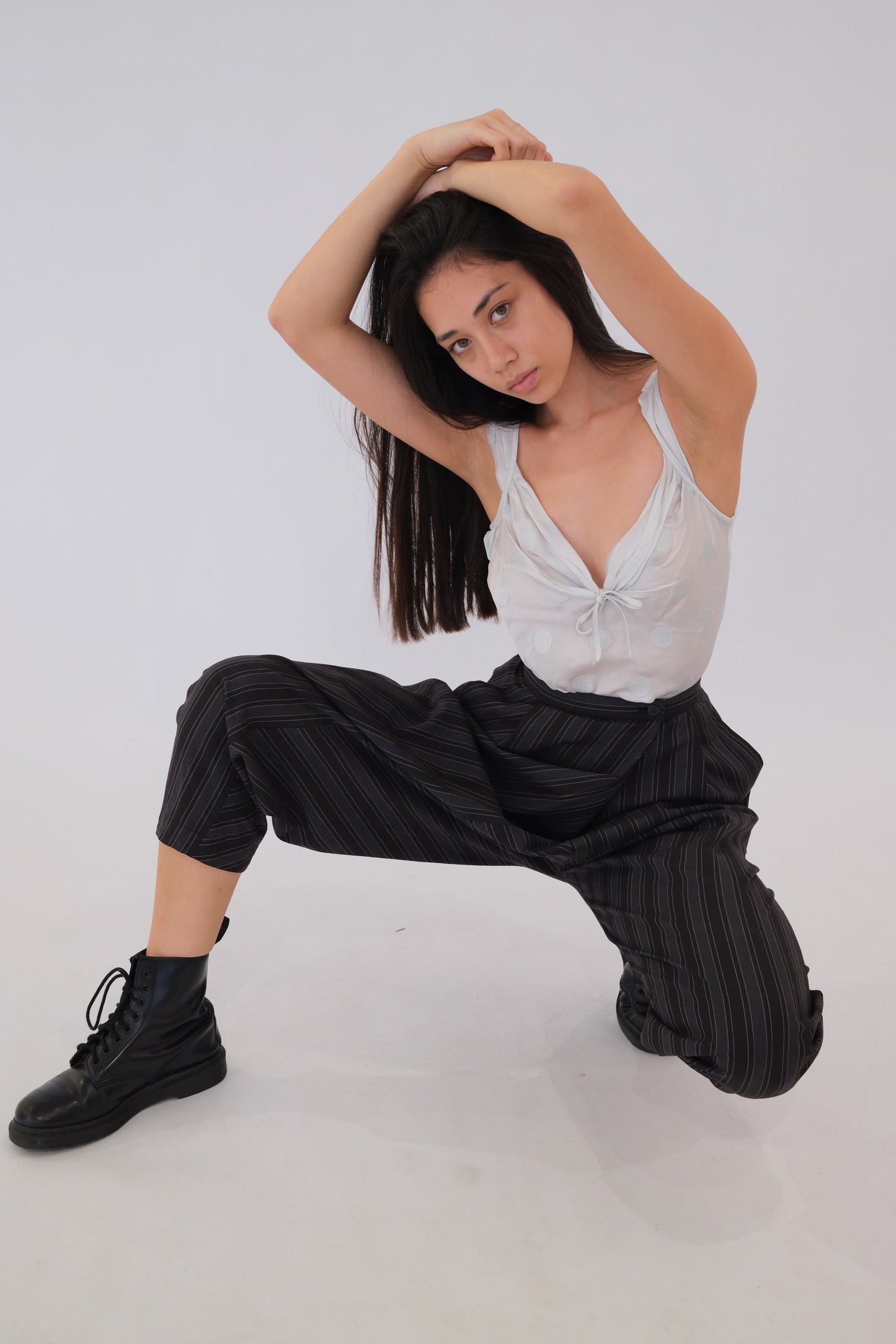 Issey Miyake Stripe Draped Harem Pantsuits