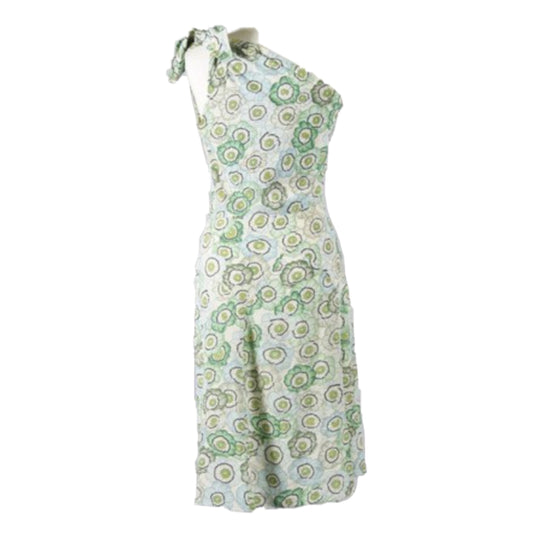 Gucci Floral Logo One Shoulder Silk Midi Dress